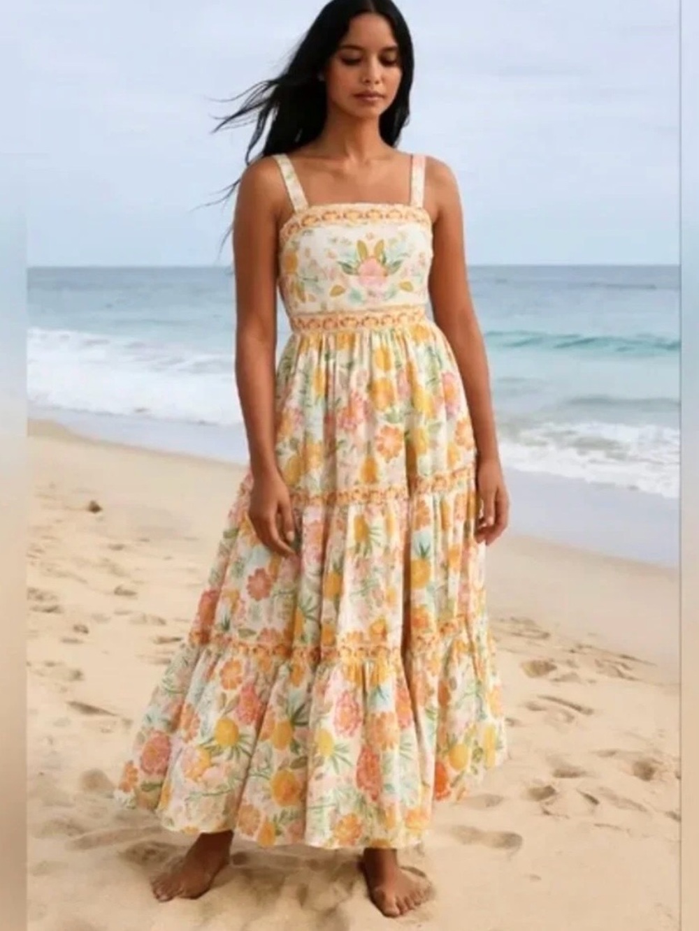 Rachel Zoe Floral Smocked Maxi Dress Sleeveless Embroidered SZ 2 NEW. NWT